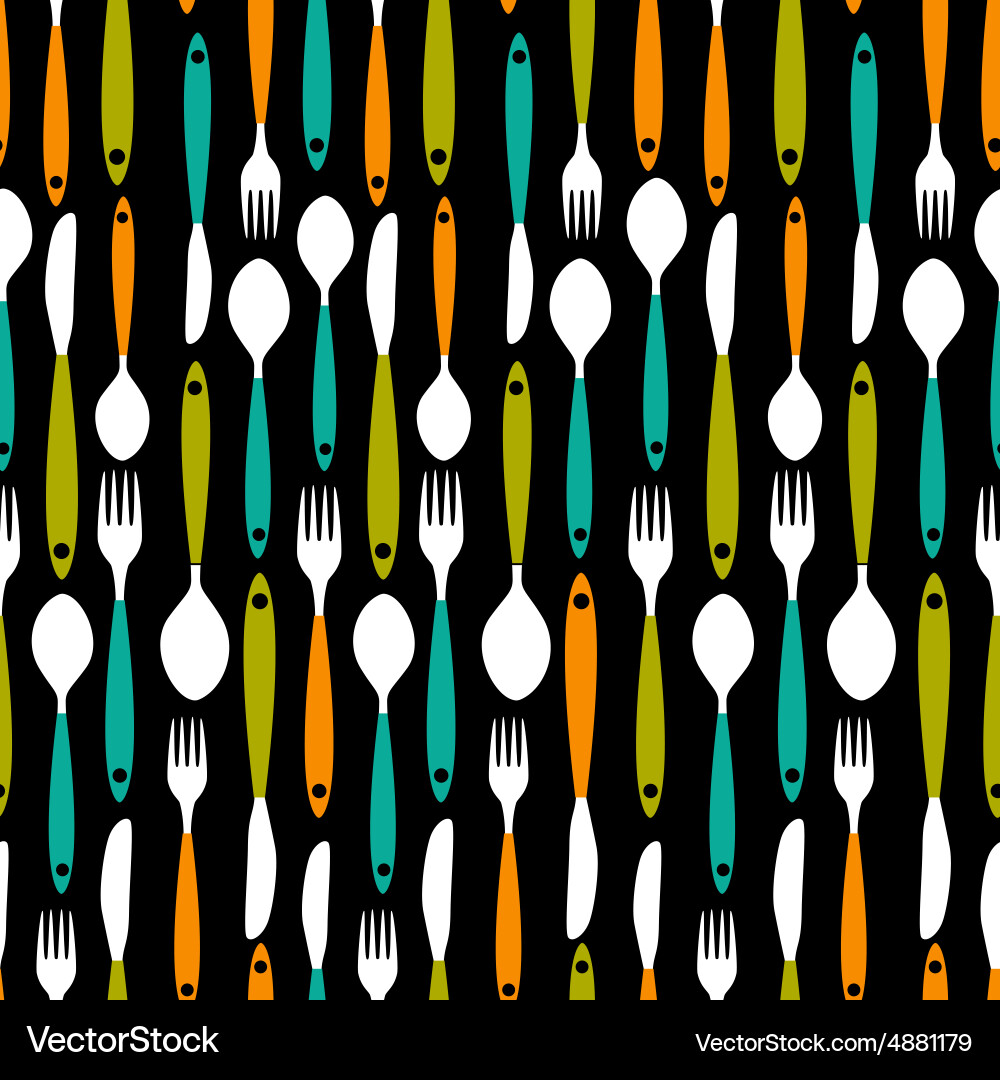 Seamless pattern with forks spoons end knifes Vector Image