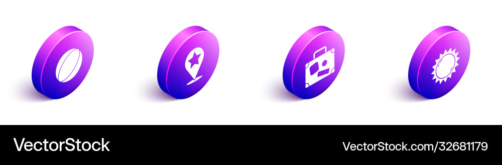 Set isometric beach ball map pointer with star vector image