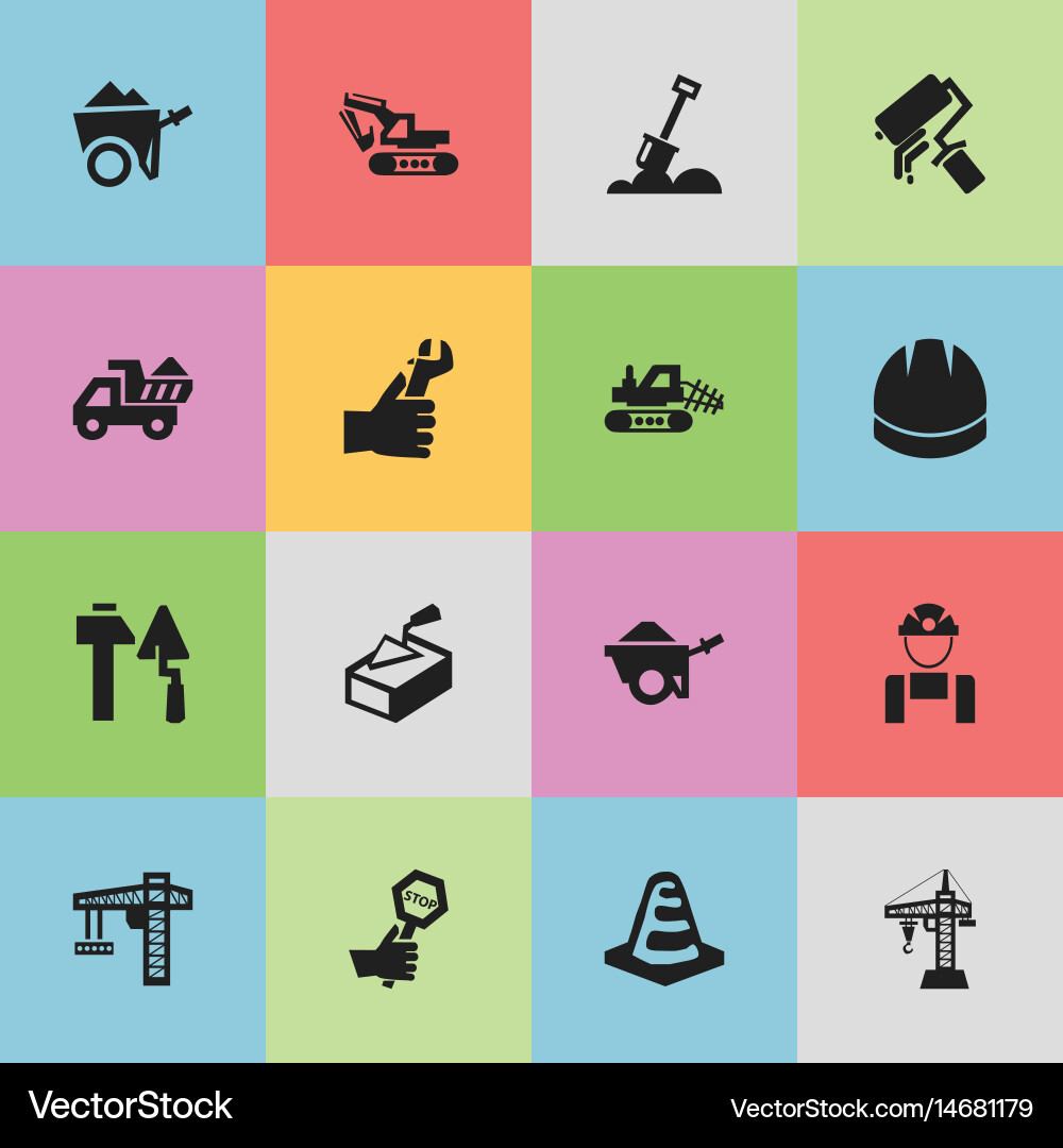 Set of 16 editable structure icons includes vector image