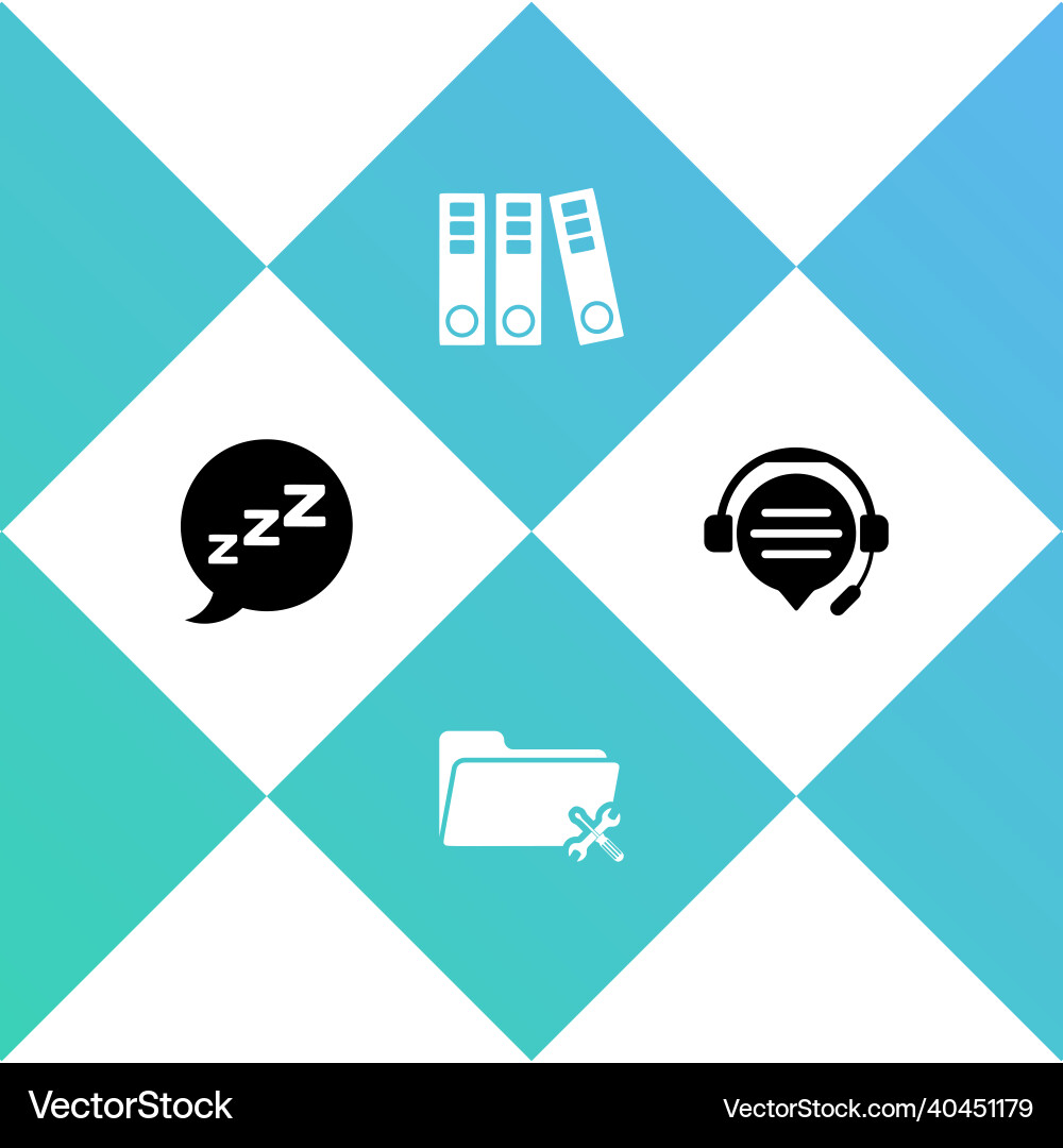 Set speech bubble with snoring folder service Vector Image