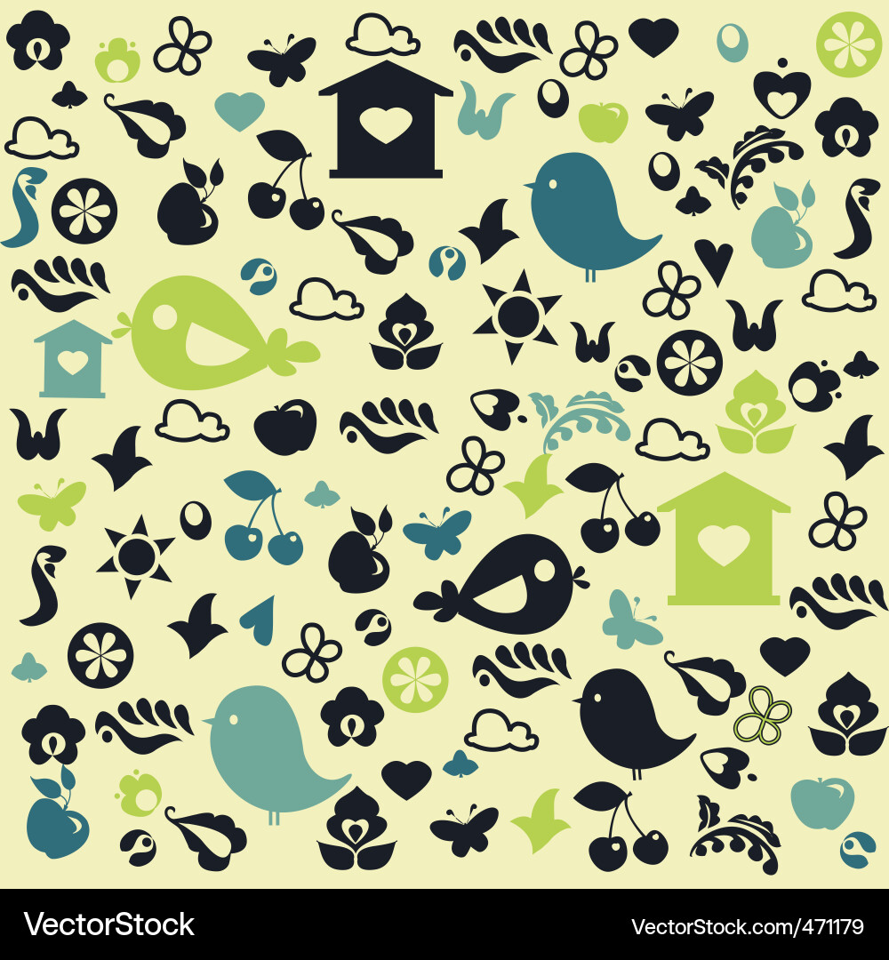 Spring Bird Pattern Vector Image
