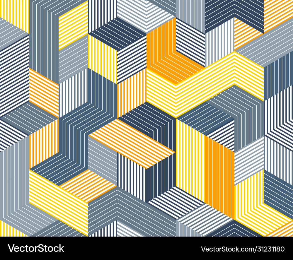 3d cubes seamless pattern background lined 3d cubes seamless pattern background lined vector image