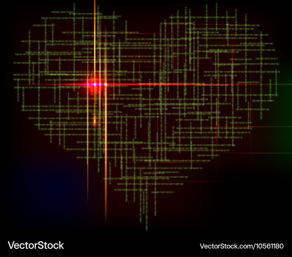 Abstract Matrix Heart - Digital Code Background vector image