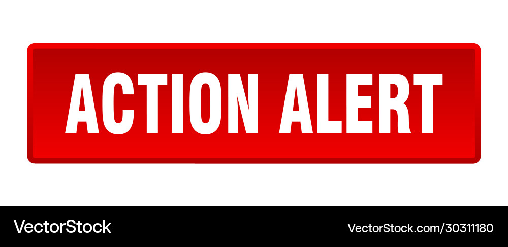 Action alert button square red push Vector Image