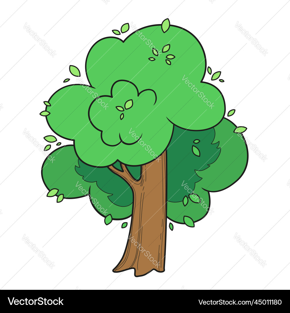 Big simple deciduous tree color variation Big simple deciduous tree color variation vector image