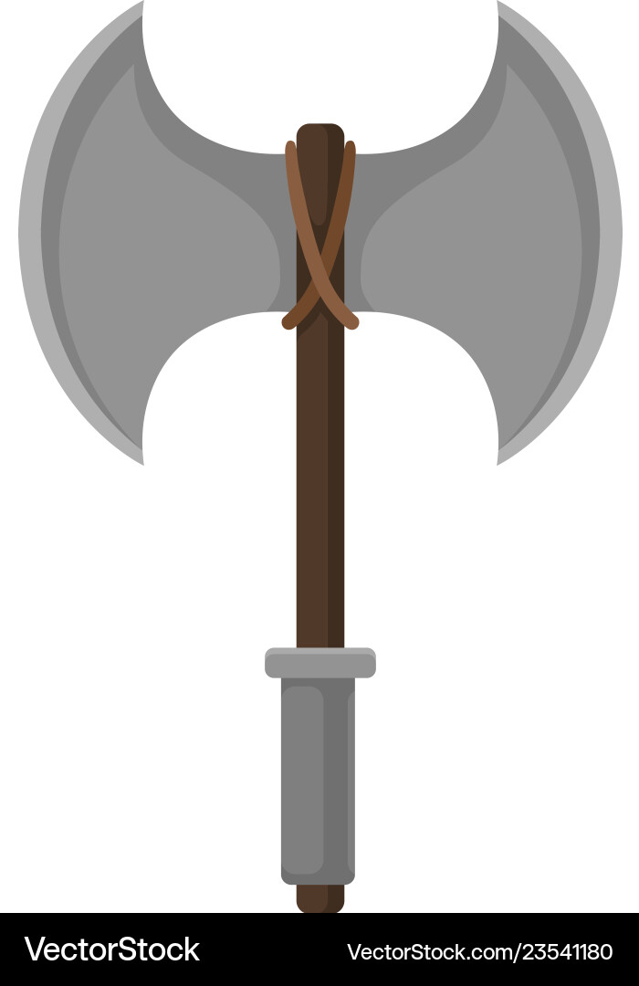 Double-bladed battle axe with wooden handle Double-bladed battle axe with wooden handle vector image