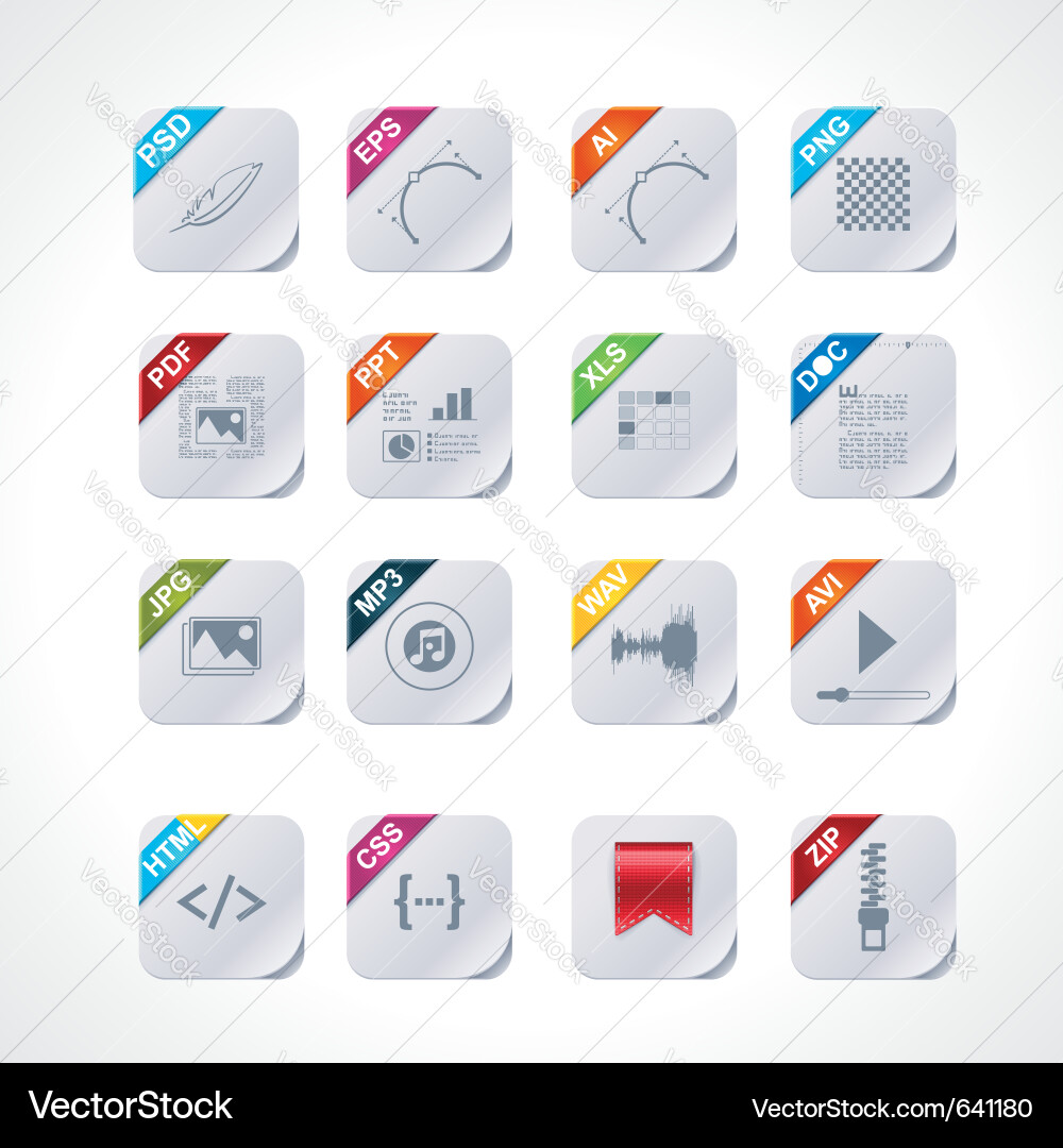 File Type Label Icon Set vector image