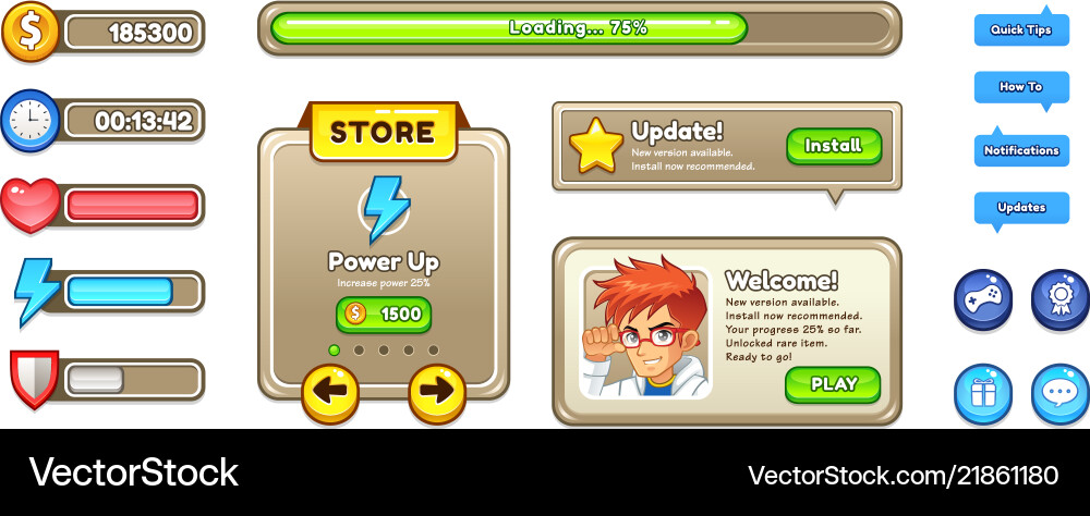 Game user interface templates vector image