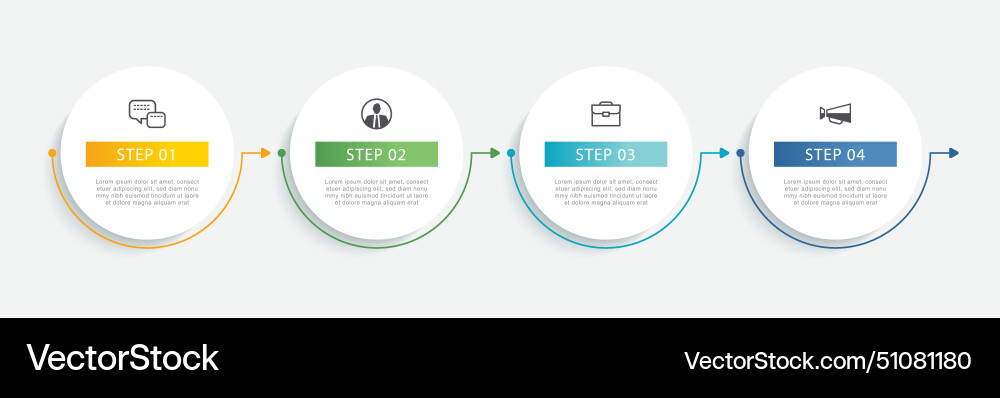 Infographics circle timeline with 4 number data Vector Image