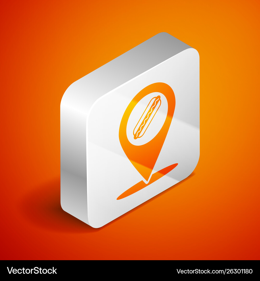 Isometric map pointer with fast food hotdog icon Isometric map pointer with fast food hotdog icon vector image