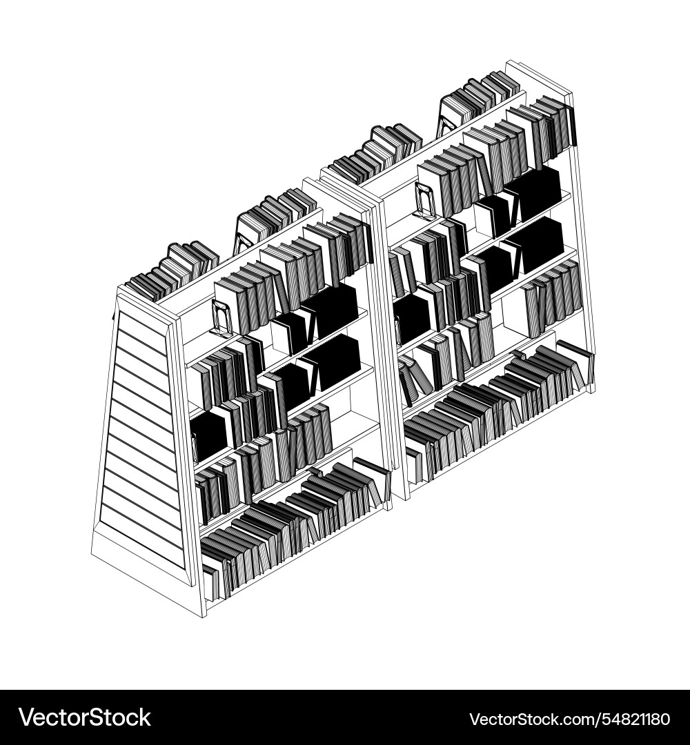 Library book shelf background mockup of bookshelf Vector Image