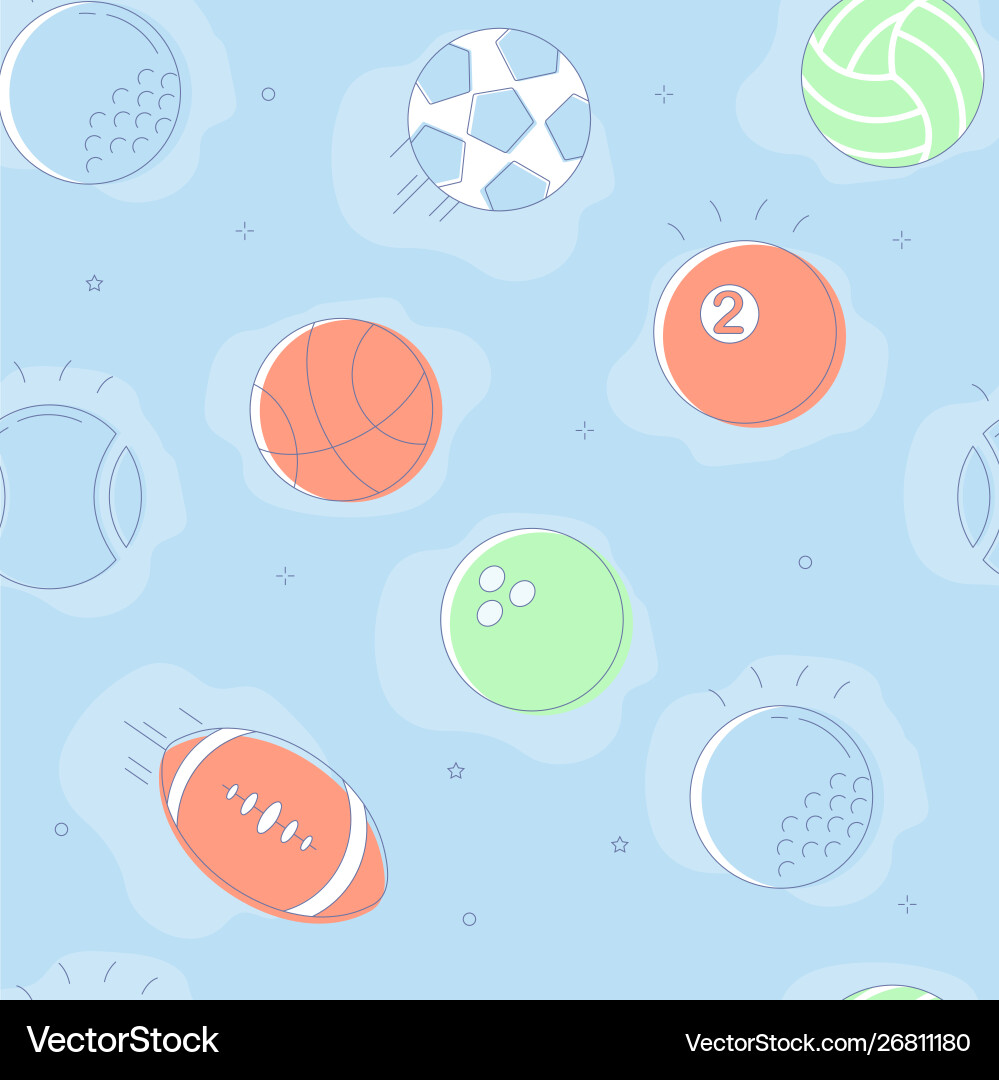 Linear colorful sport balls pattern for web Vector Image