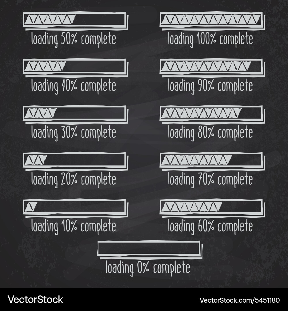 Loading Progress Bar - 0% to 100% vector image