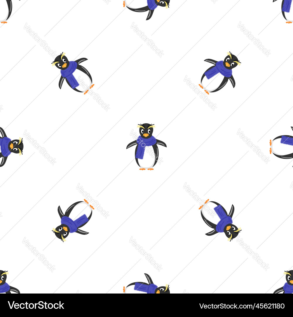 Penguin with scarf pattern seamless Penguin with scarf pattern seamless vector image