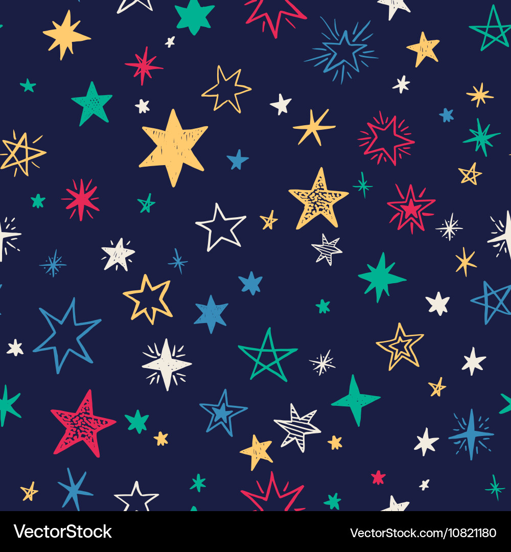 Seamless pattern with handdrawn stars Vector Image