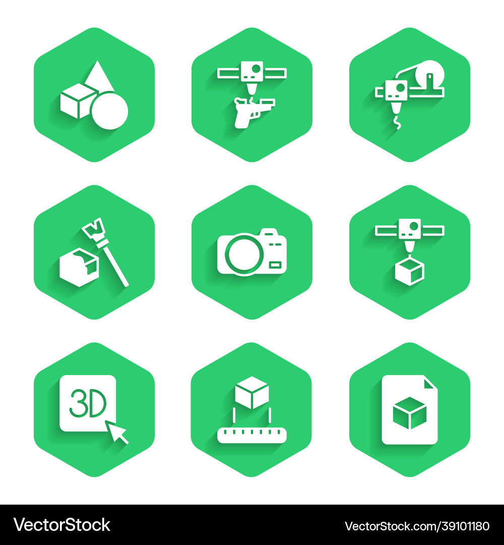 Set photo camera isometric cube file 3d printer Set photo camera isometric cube file 3d printer vector image