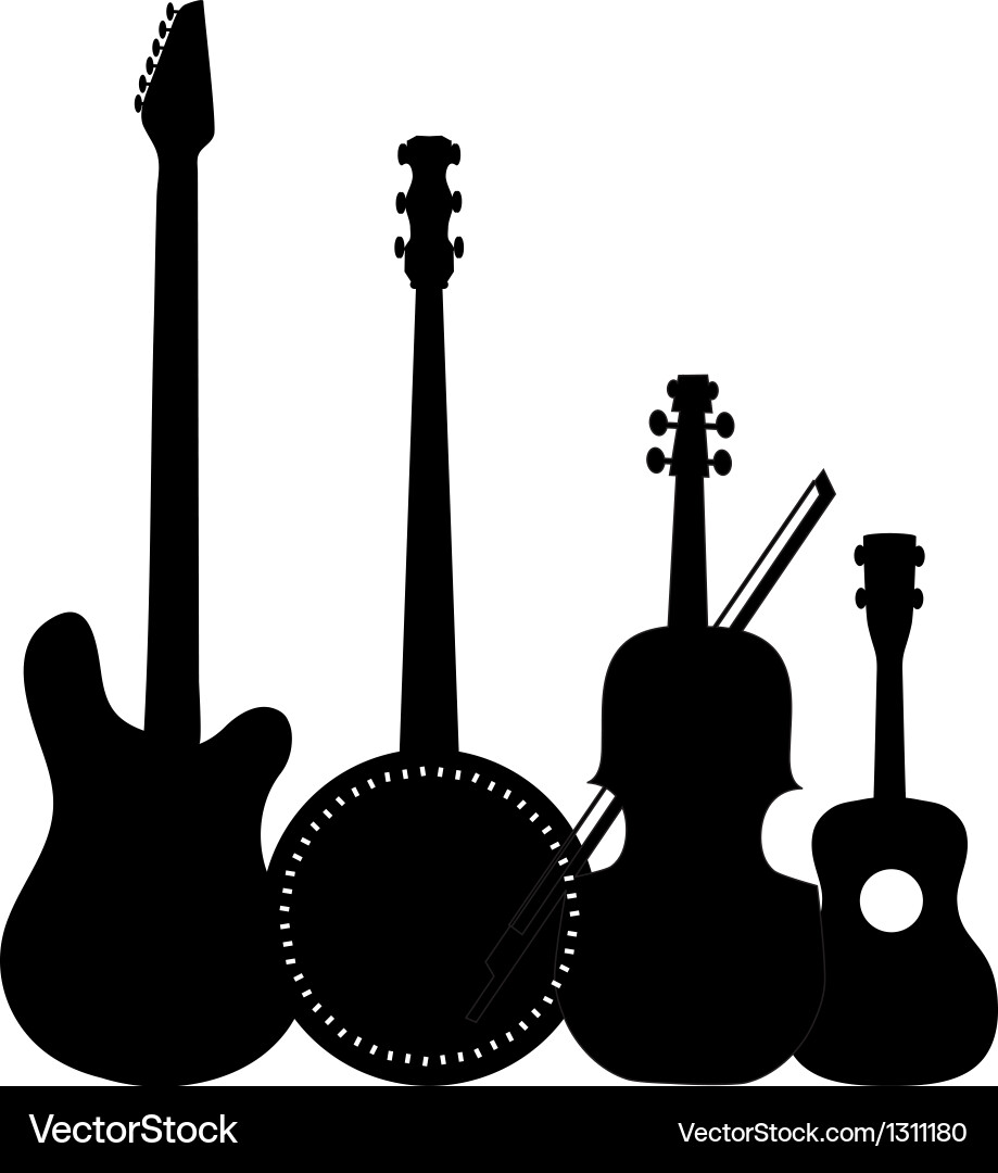 Silhouetted Stringed Instruments vector image