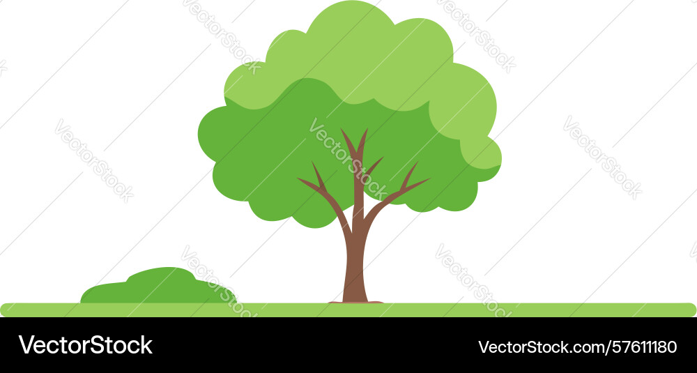 Simple green tree icon design generative ai Vector Image