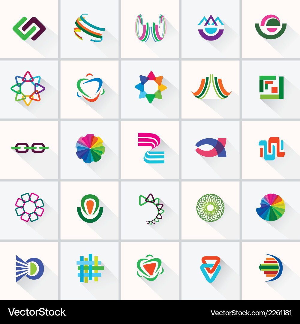 Abstract colorful design elements and icons Vector Image