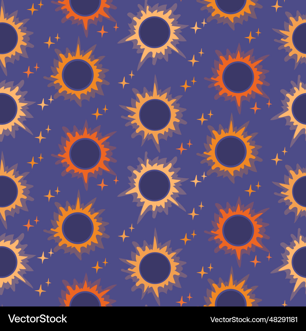 Abstract mystical eclipse seamless pattern Abstract mystical eclipse seamless pattern Vector Image