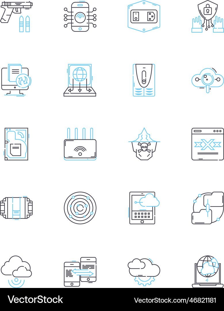 Artificial security linear icons set Artificial security linear icons set vector image