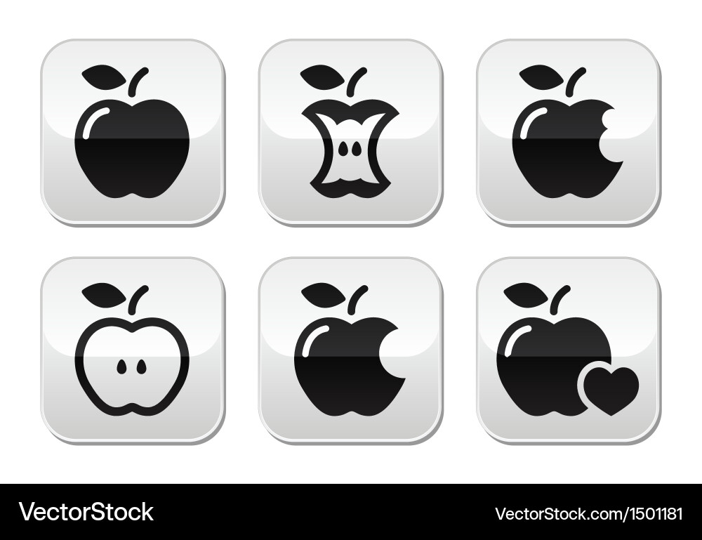 Bitten Apple Core Buttons vector image