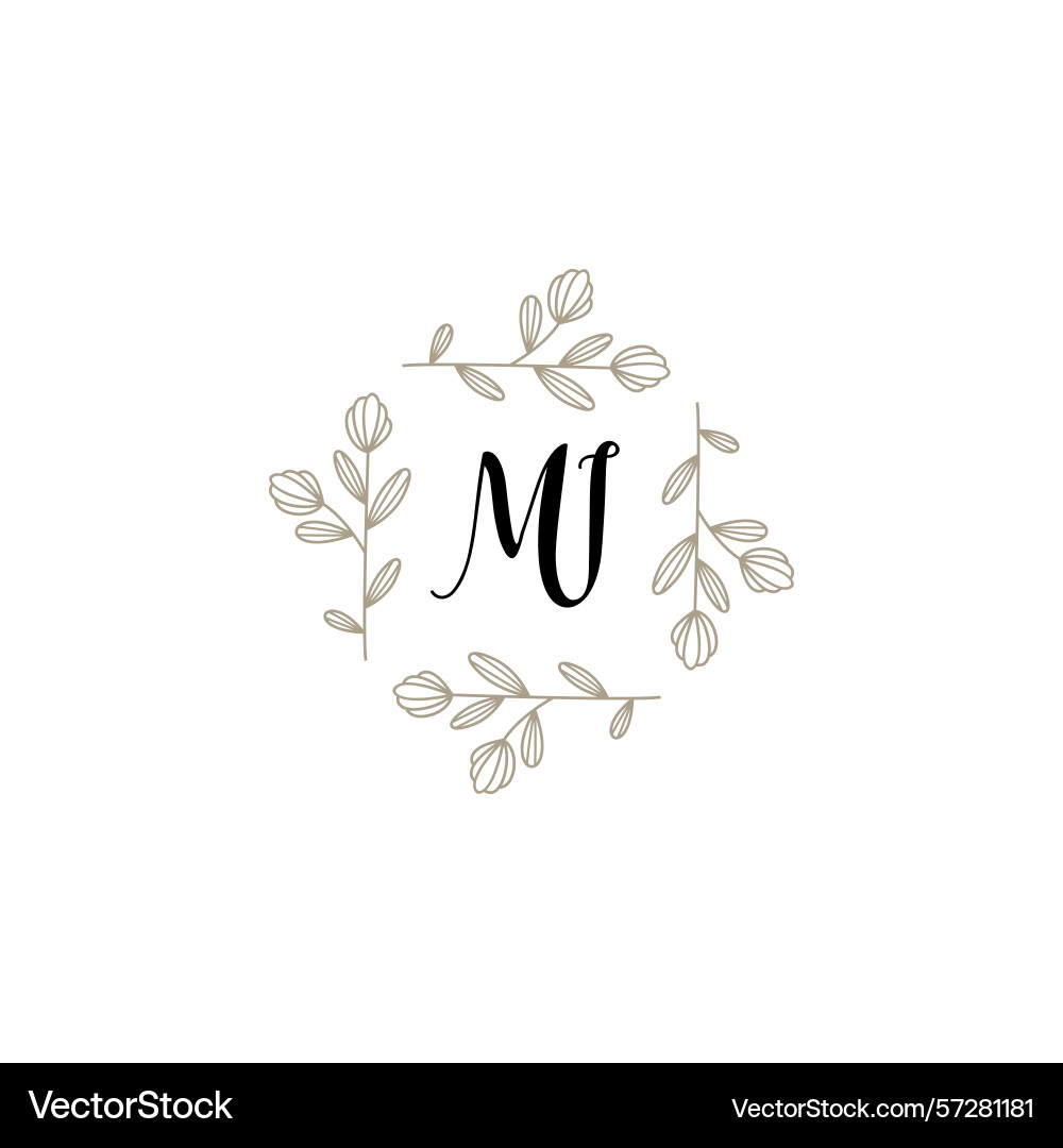 Botanical monogram logos with initial mi Vector Image