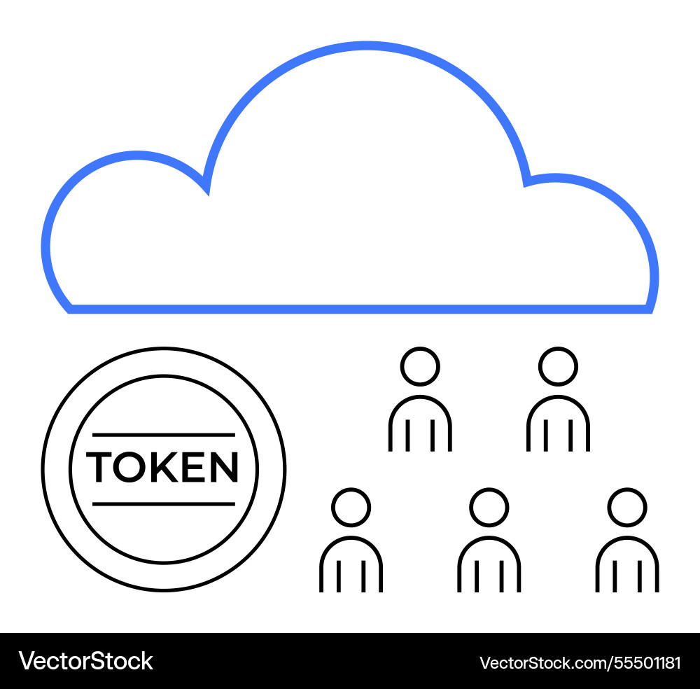 Cloud-based token distribution concept Cloud-based token distribution concept vector image