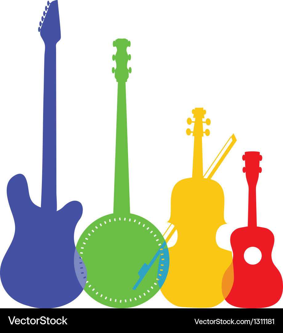 Colorful Stringed Instruments vector image