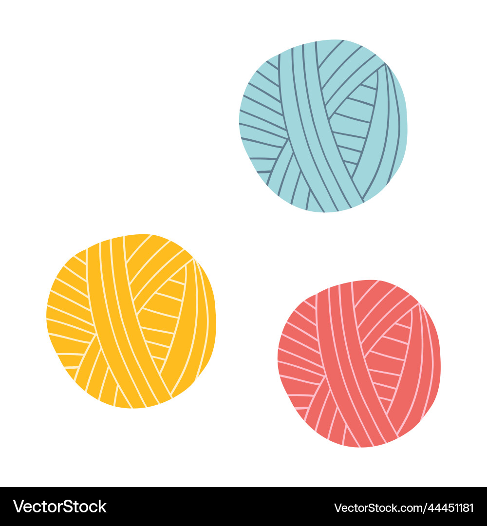 Colorful yarn balls hand drawn of knitting Colorful yarn balls hand drawn of knitting vector image