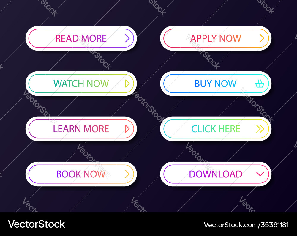 Different gradient colors and icons on white forms vector image