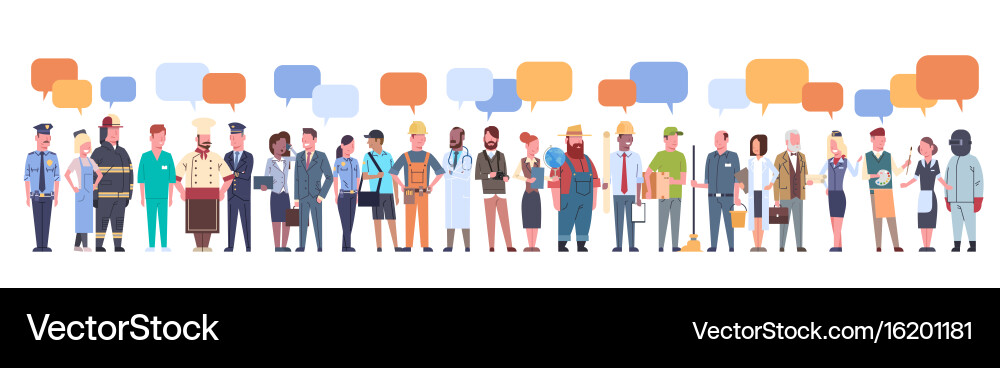 Diverse Professionals Group mit Chat Bubbles Vektorbild