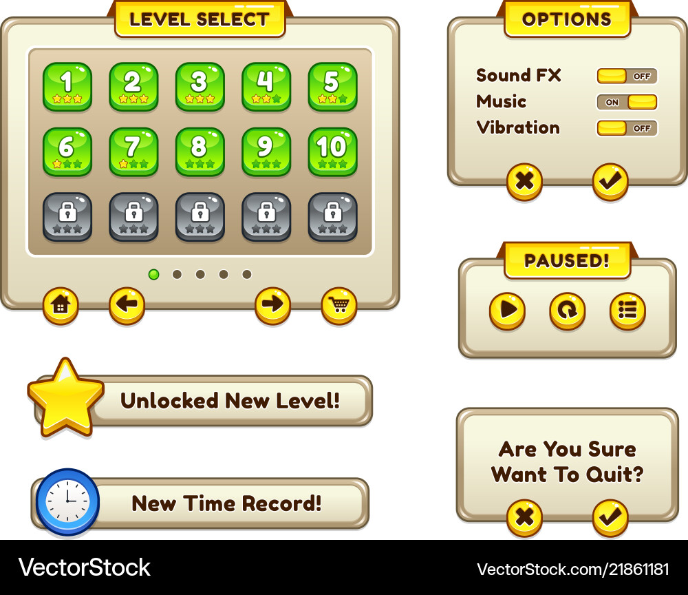 Game UI Templates - Pixel Style vector image