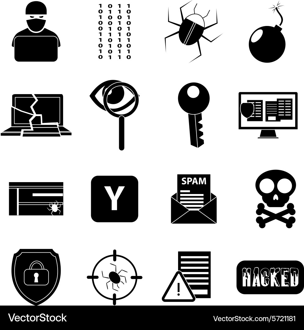 Hacker Icon Set - Security & Threat Vector Image