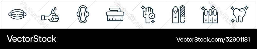 Hygiene routine line icons linear set quality Hygiene routine line icons linear set quality vector image