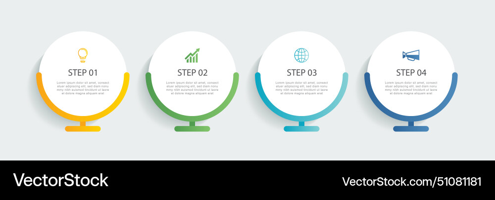 Infographics circle timeline with 4 number data Vector Image