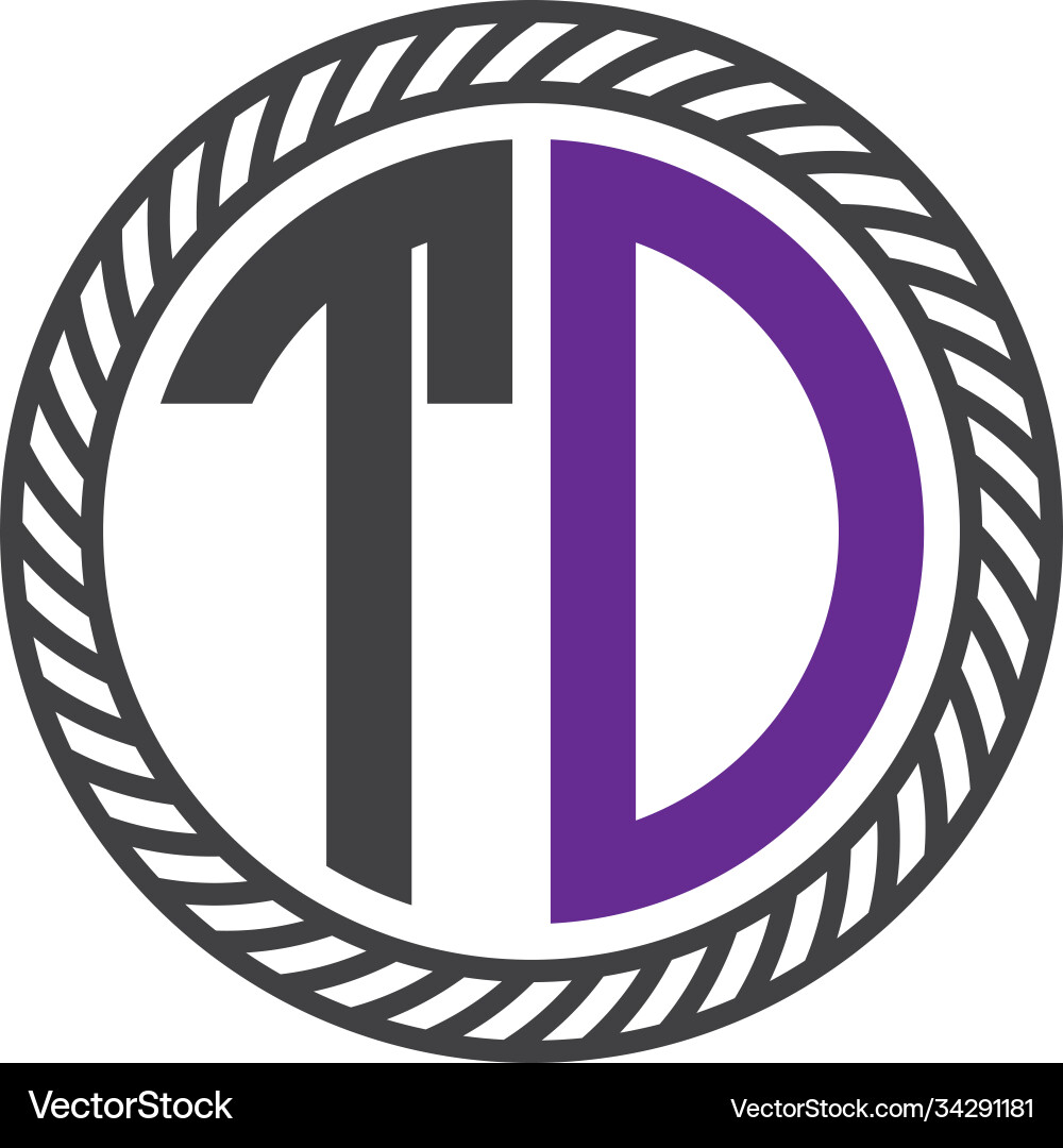 Initial letter td circle shape monogram simple Vector Image
