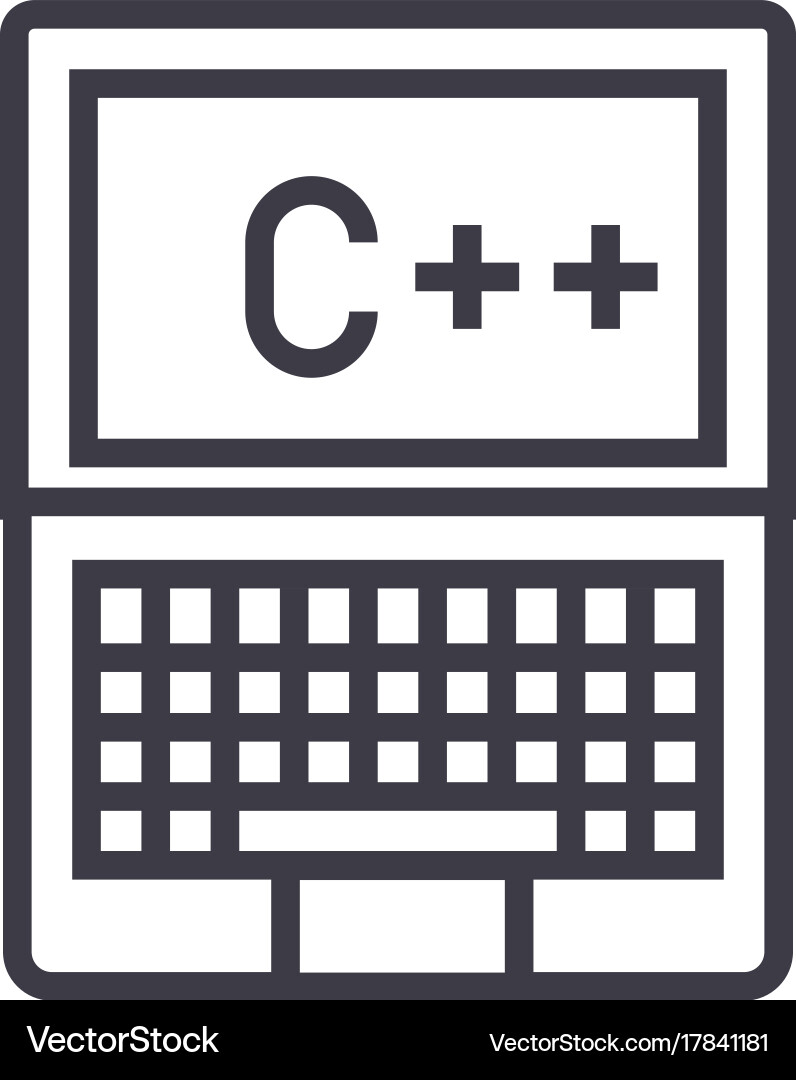 Programming coding c plus line icon sign vector image