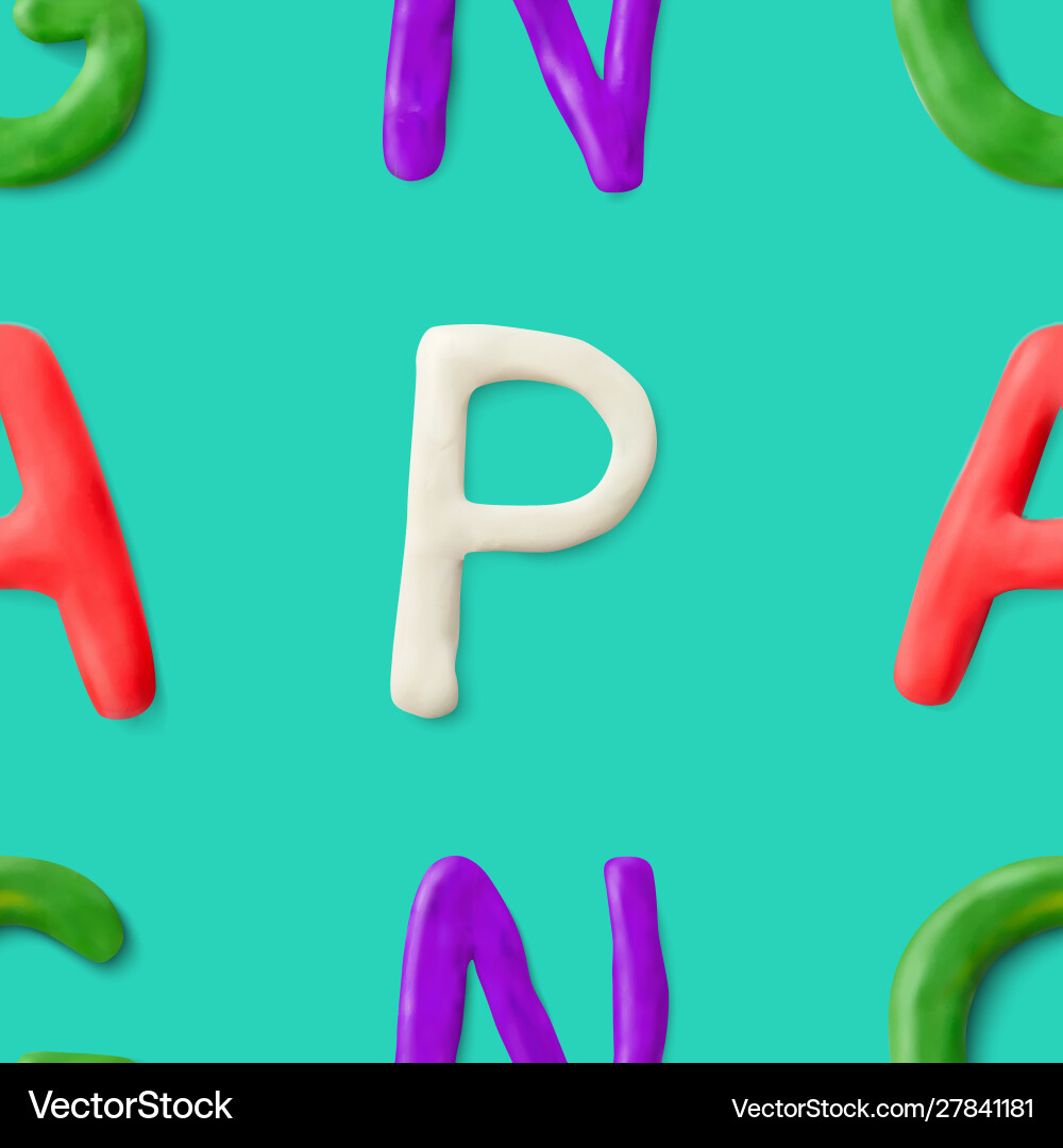 Seamless pattern with alphabet handmade modeling Seamless pattern with alphabet handmade modeling Vector Image
