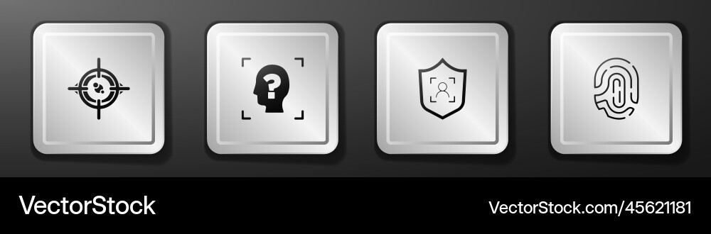 Set eye scan face recognition shield Set eye scan face recognition shield vector image