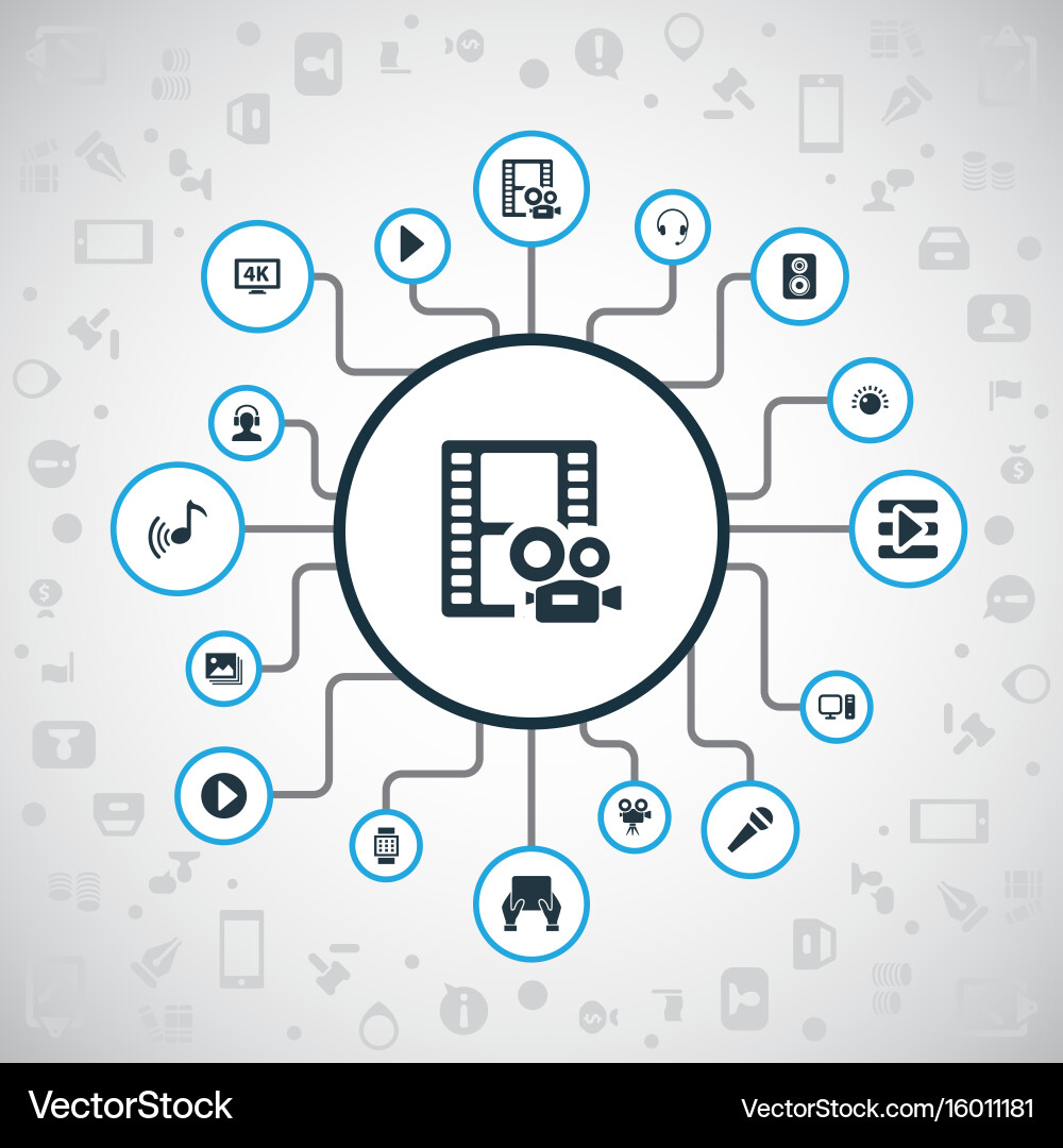 Set of simple media icons elements sound ultra Vector Image