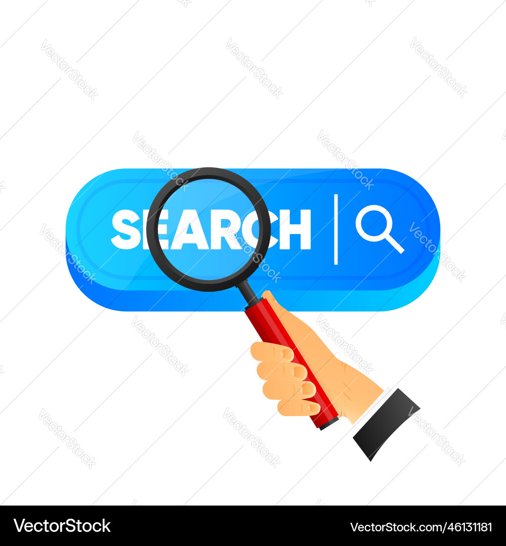 Using magnifying glass searching a on the internet Using magnifying glass searching a on the internet Vector Image