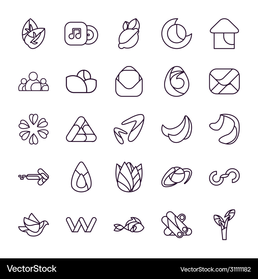 Abstract shapes line style icon set design Abstract shapes line style icon set design vector image