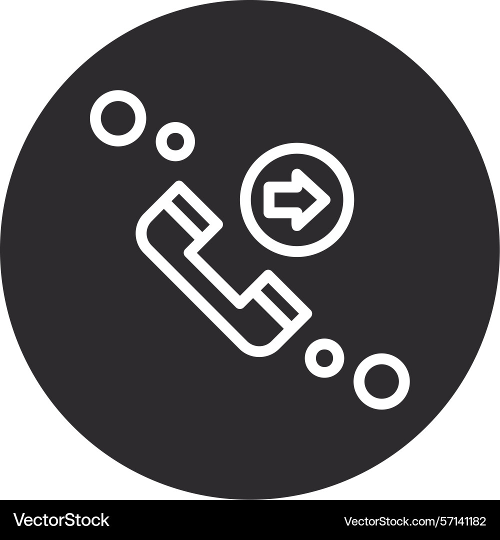 Call forwarding inverted circle black vector image