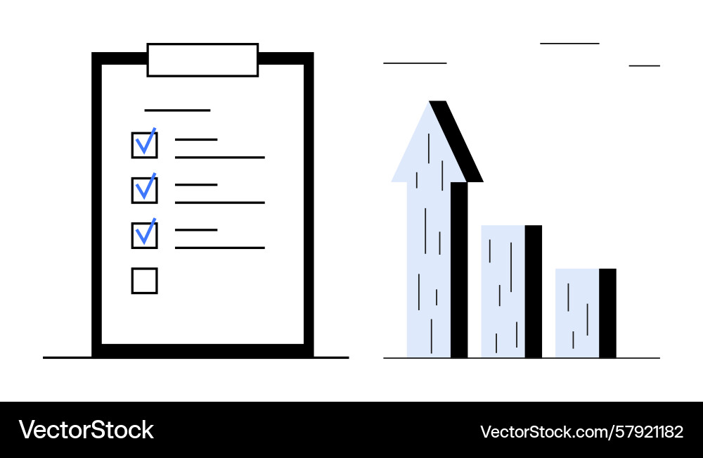 Checklist with completed tasks and bar chart vector image