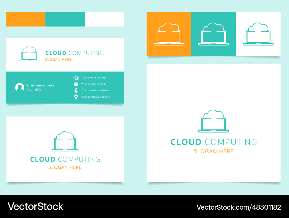 Cloud computing logo design with editable slogan Cloud computing logo design with editable slogan vector image