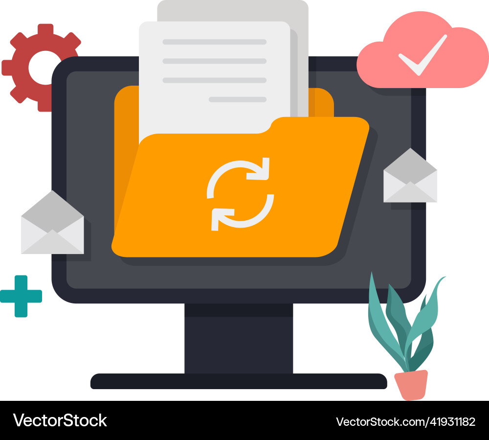 Cloud storage file organization app data transfer Cloud storage file organization app data transfer Vector Image
