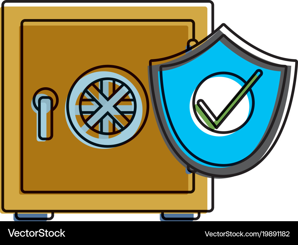 Color strong box object with shield security vector image