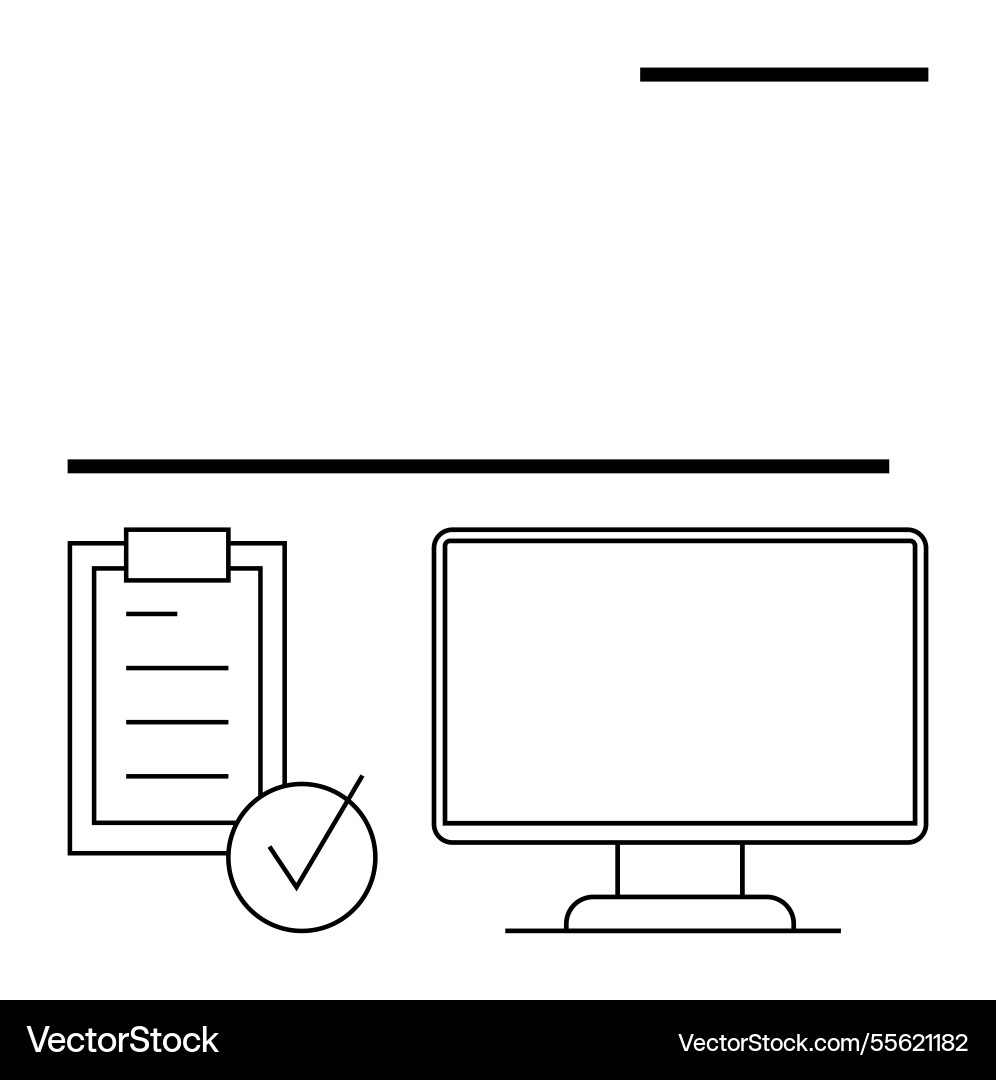Digital workspace with computer monitor checklist Digital workspace with computer monitor checklist vector image
