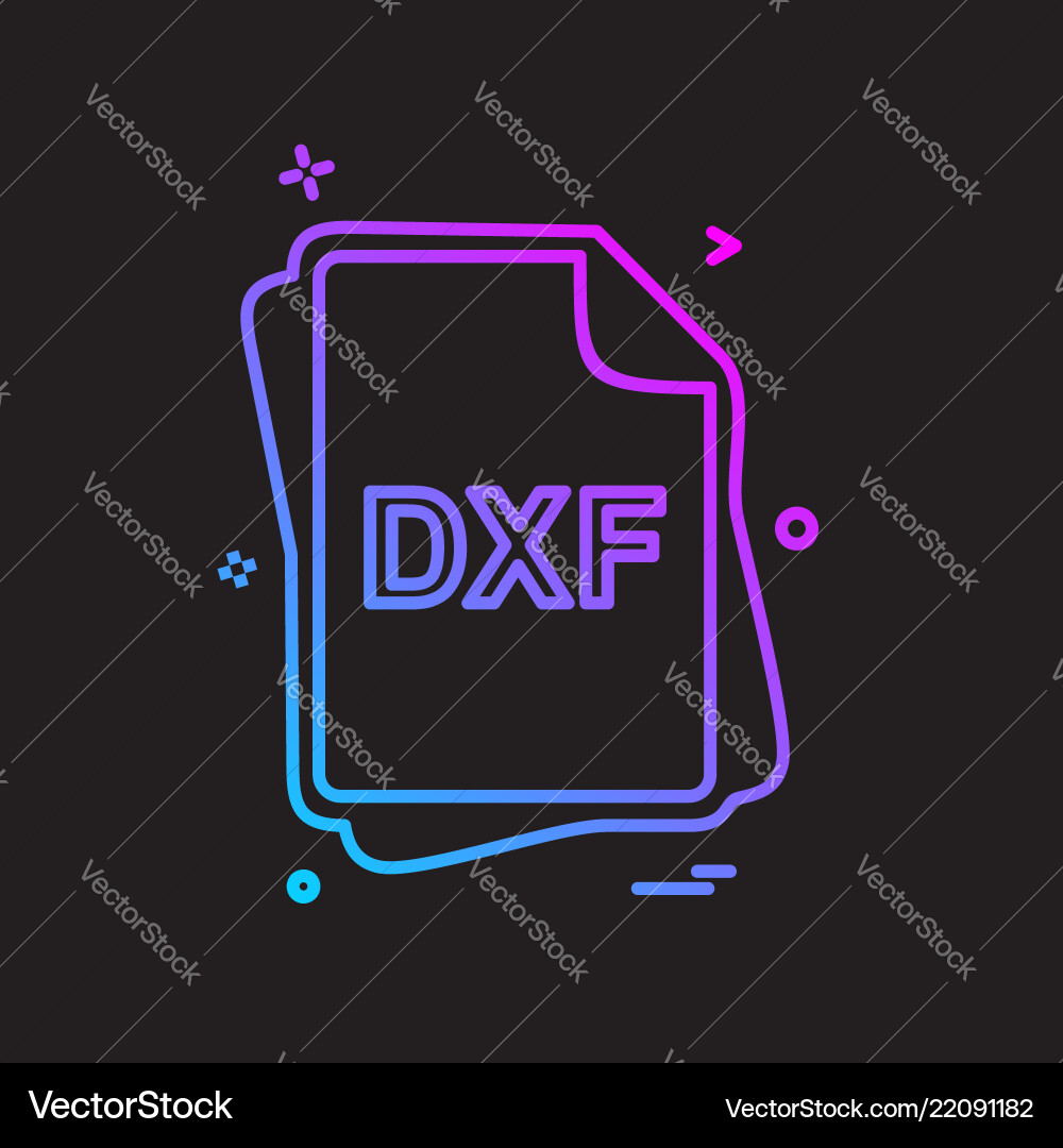 Dxf file type icon design Dxf file type icon design vector image